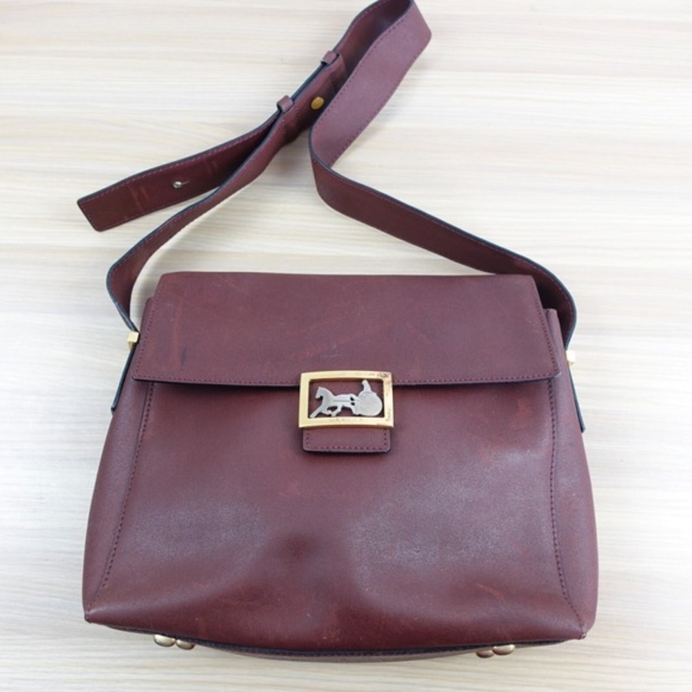 VINTAGE Celine Crossbody Leather Sling Bag Shoulder Horse Carriage Logo Y2K RARE